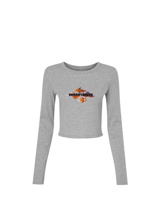 "KOI" Long Sleeve Crop Grey