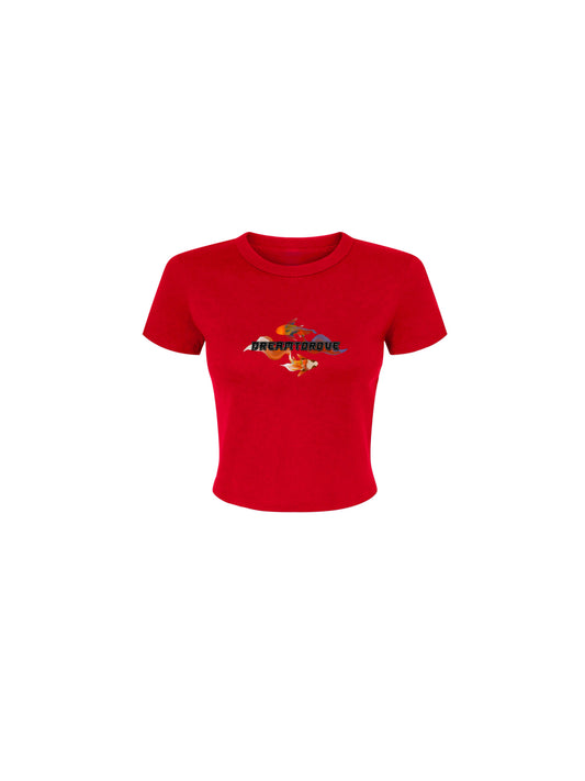 "KOI" Cropped Baby Tee Red