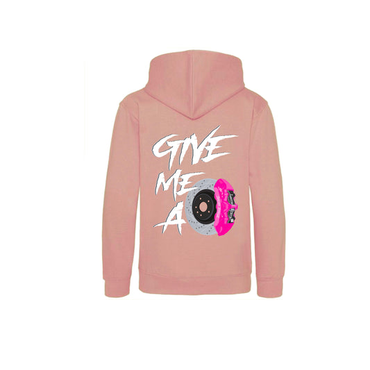 Kids "Give Me A Brake" Hoodie Baby Pink
